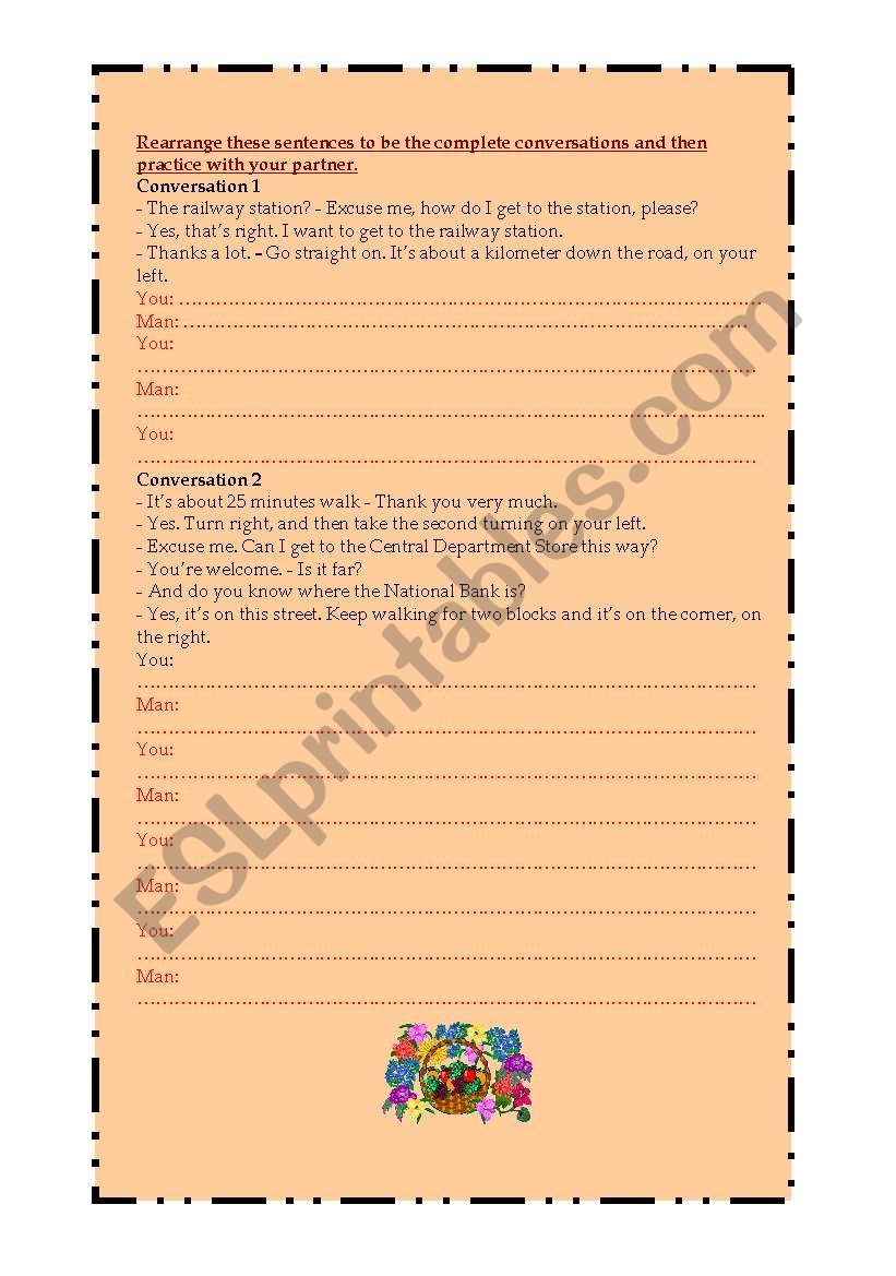 Direction worksheet