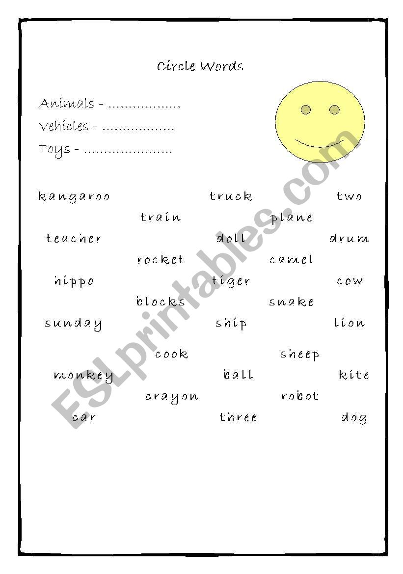 English worksheets: circle