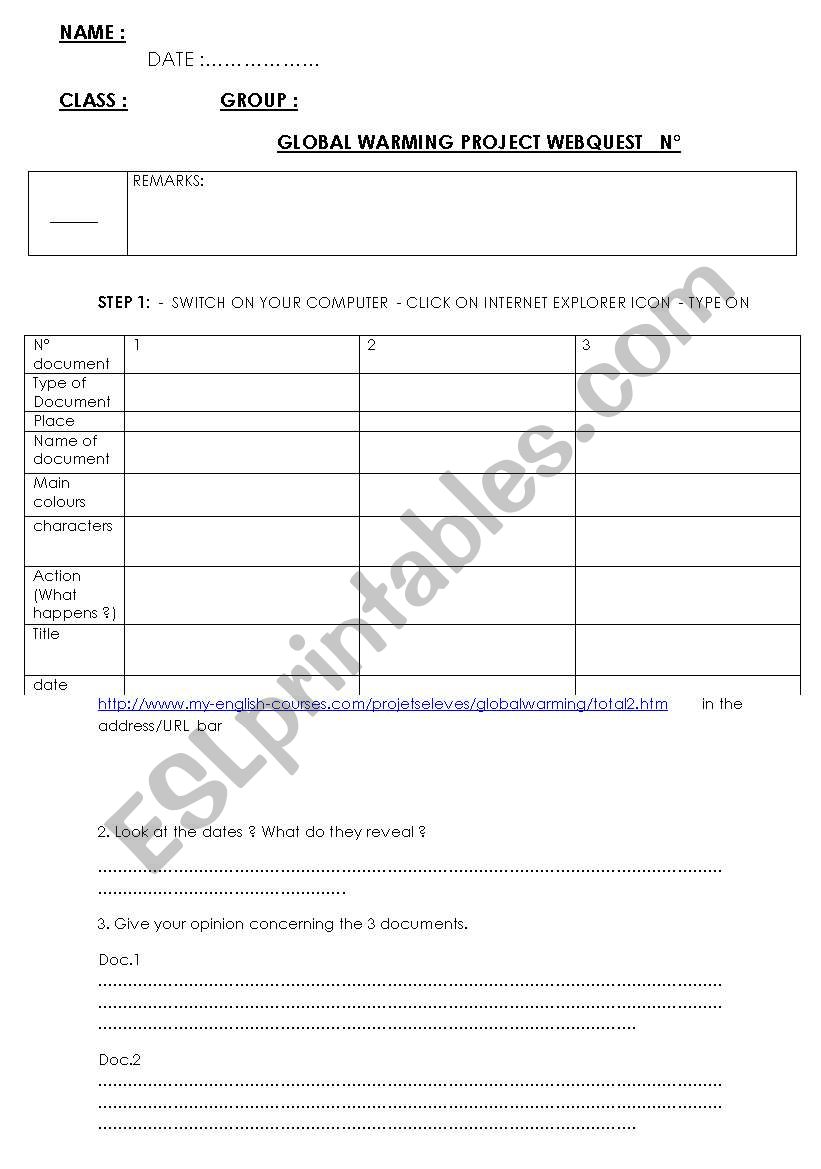 global warming project webquest