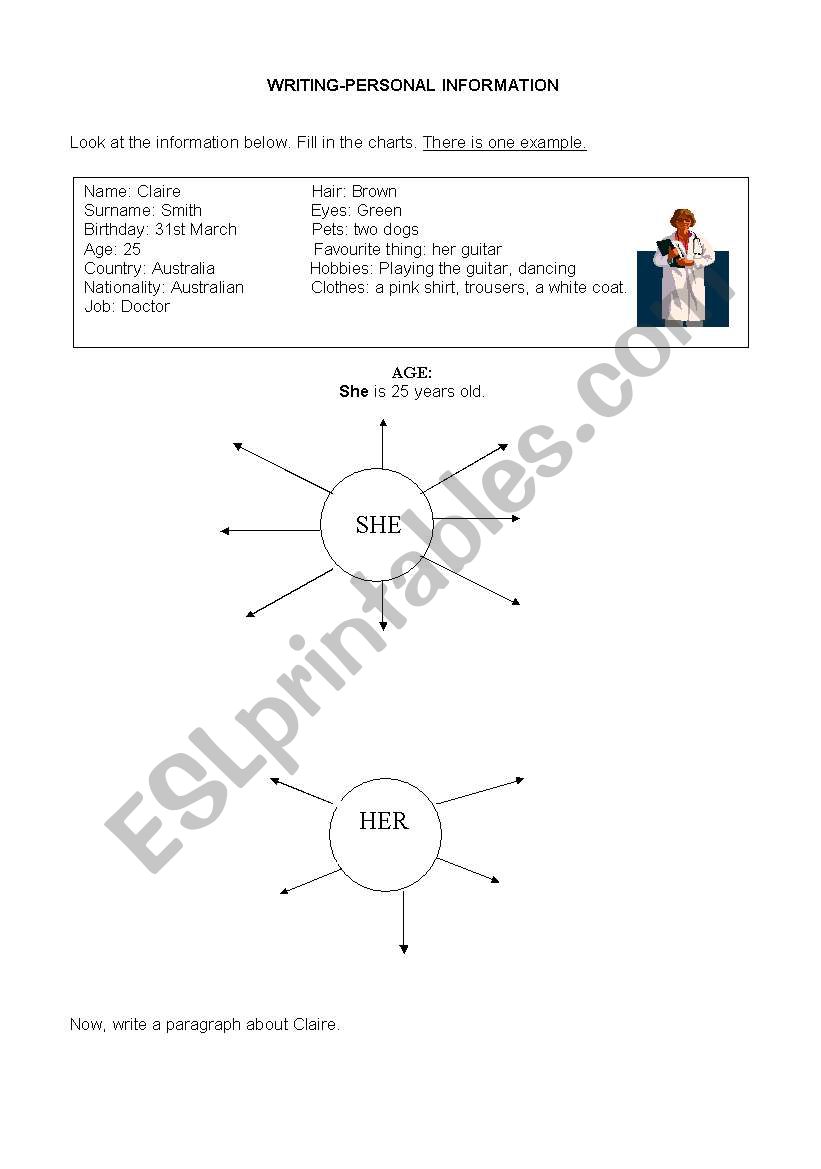 WRITING-PERSONAL INFORMATION worksheet