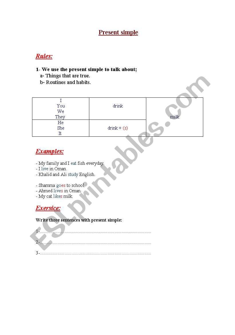 present simple worksheet