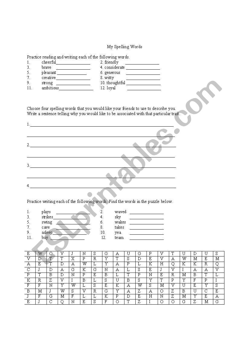 work sheet spelling worksheet