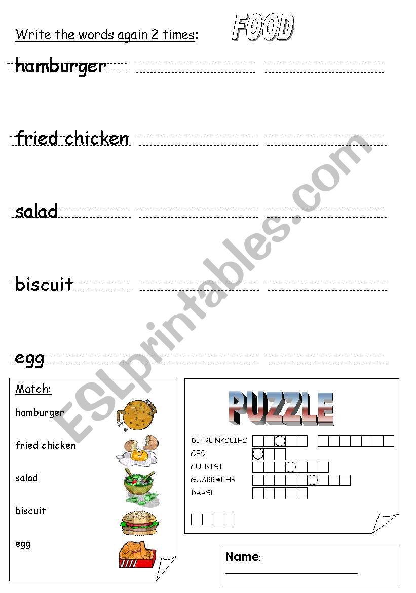 Food for young learners worksheet
