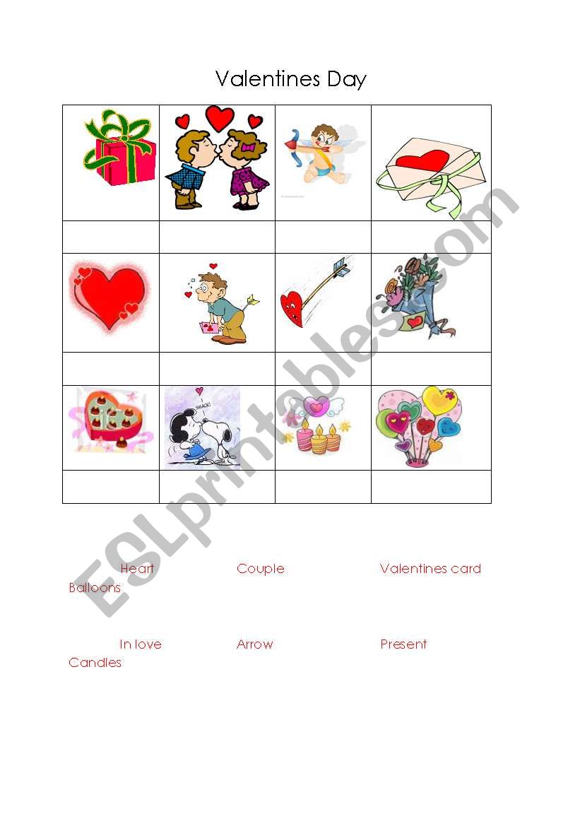 Valentines worksheet