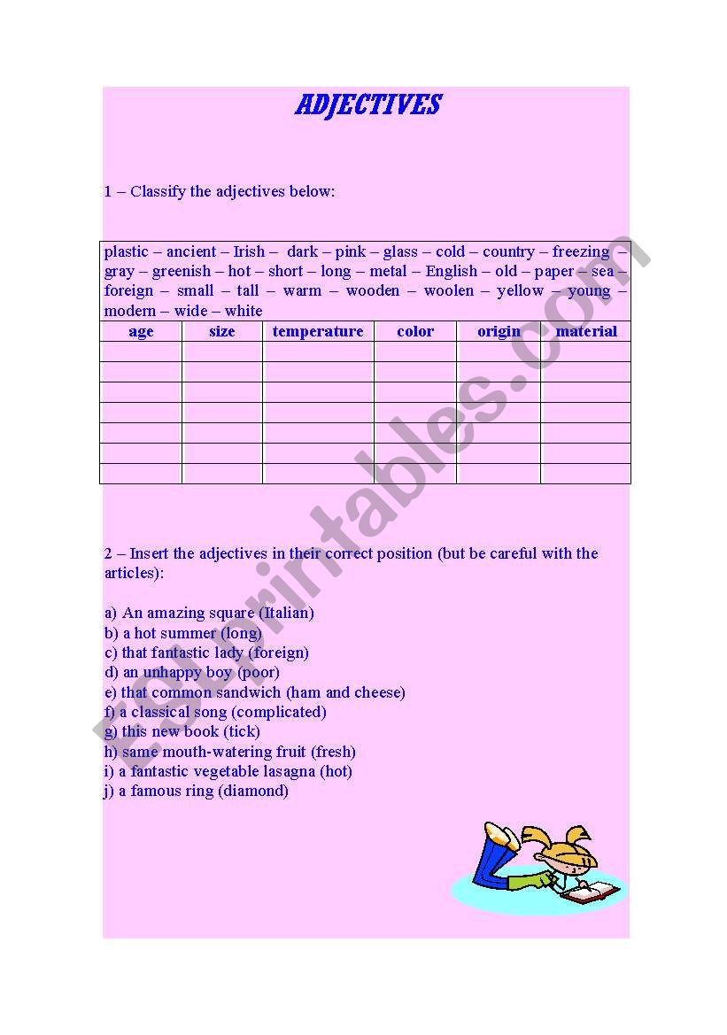 Adjectives worksheet