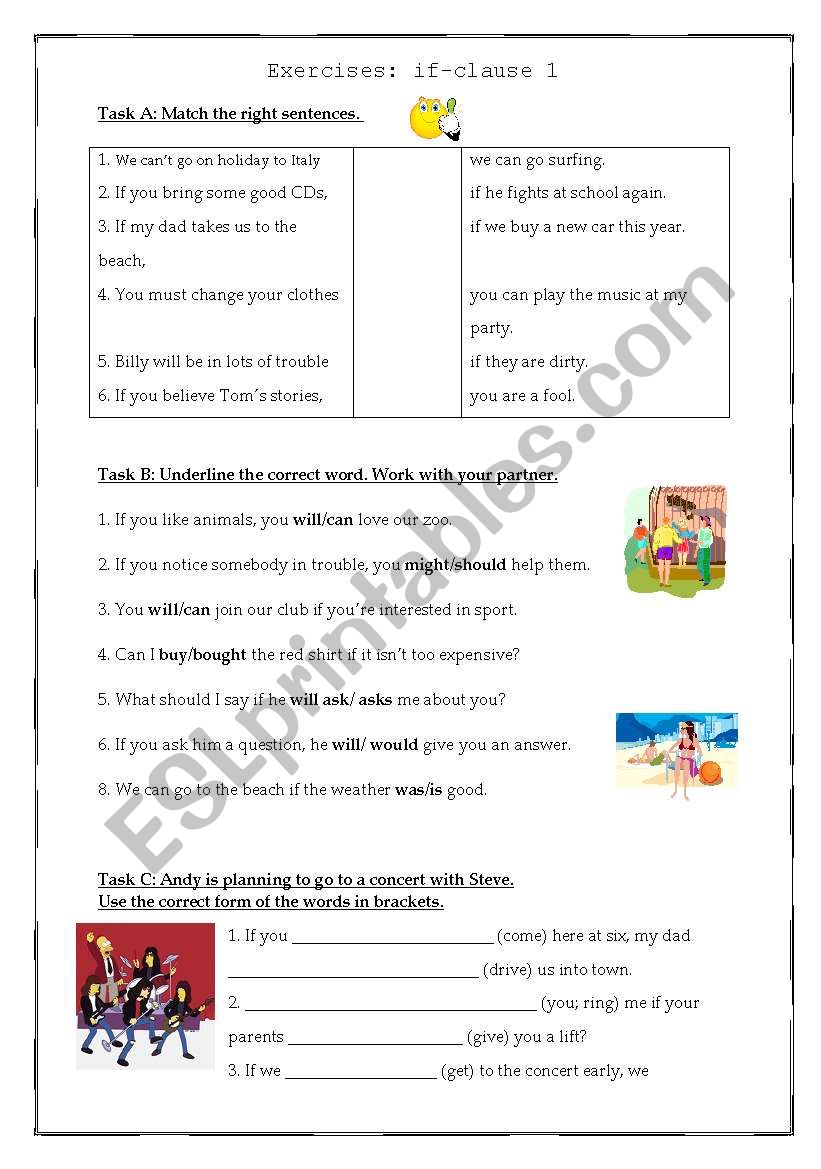 IF CLAUSE 1 First Conditional Exercises On 2 Pages ESL Worksheet By 