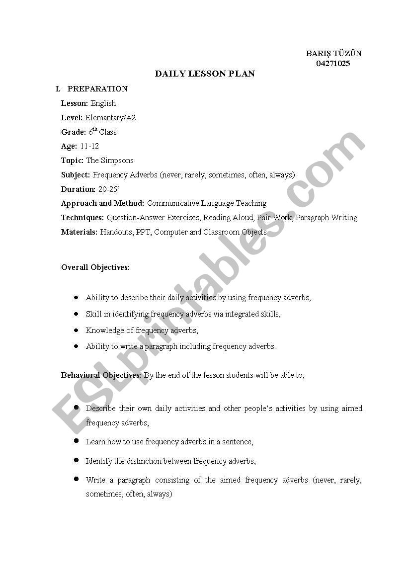 frequency adverbs worksheet