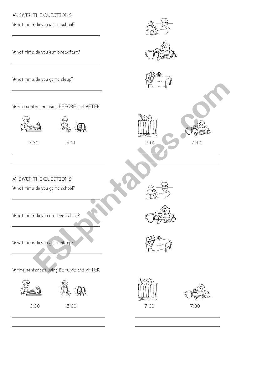 Daily Activities worksheet