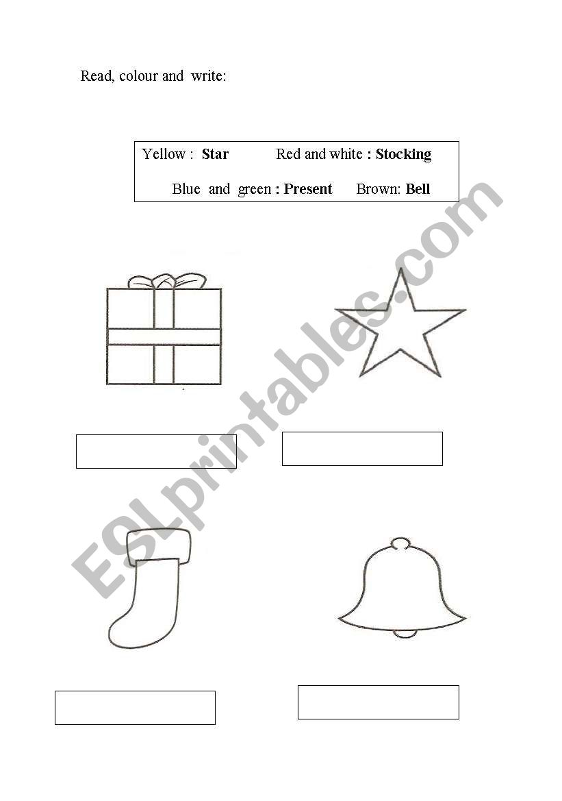 READ, WRITE AND COLOUR worksheet