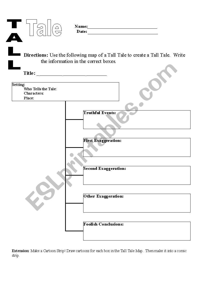 Tall Tale Worksheet worksheet