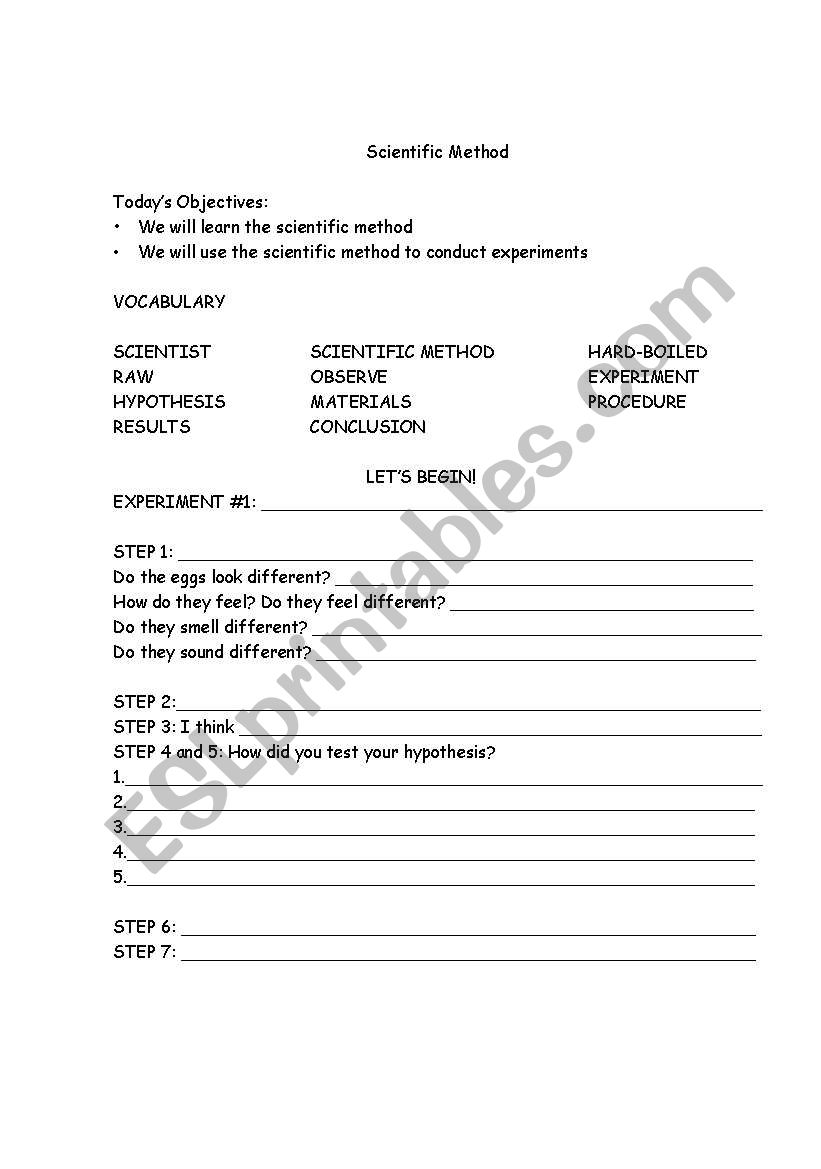 scientific method worksheet