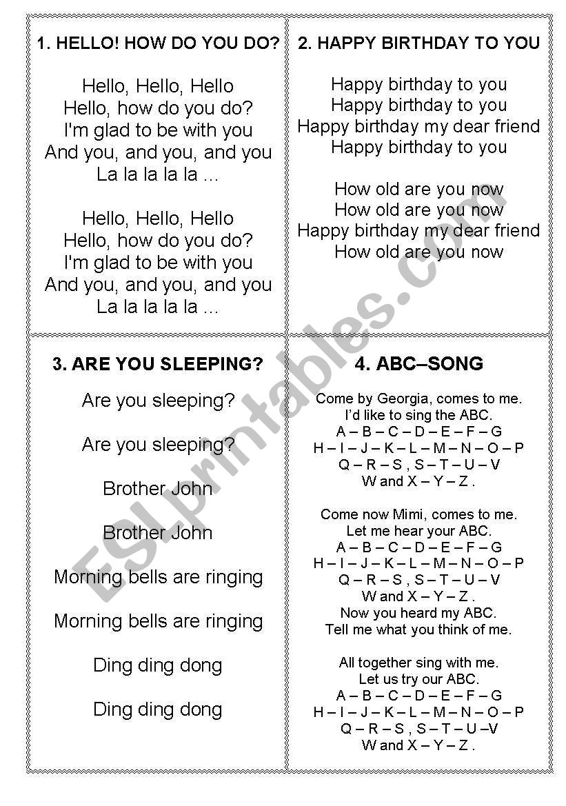 The Englishsong worksheet