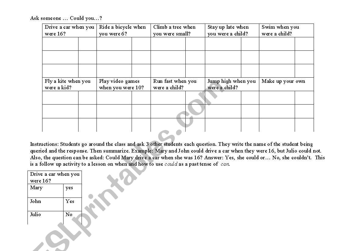 Ask someone... could you...? worksheet