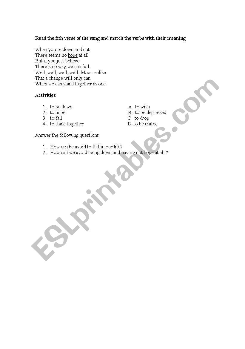 we are the world lyrics singers - ESL worksheet by Flor1801