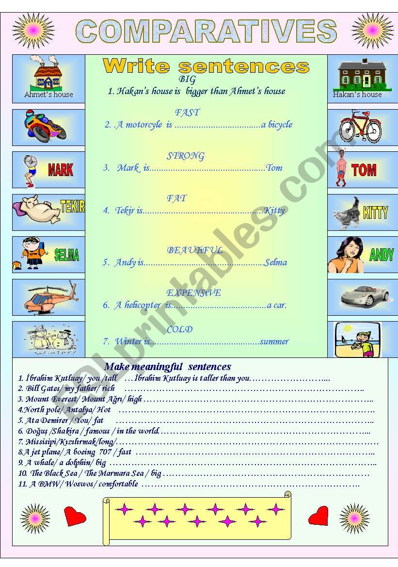 COMPARATIVES worksheet