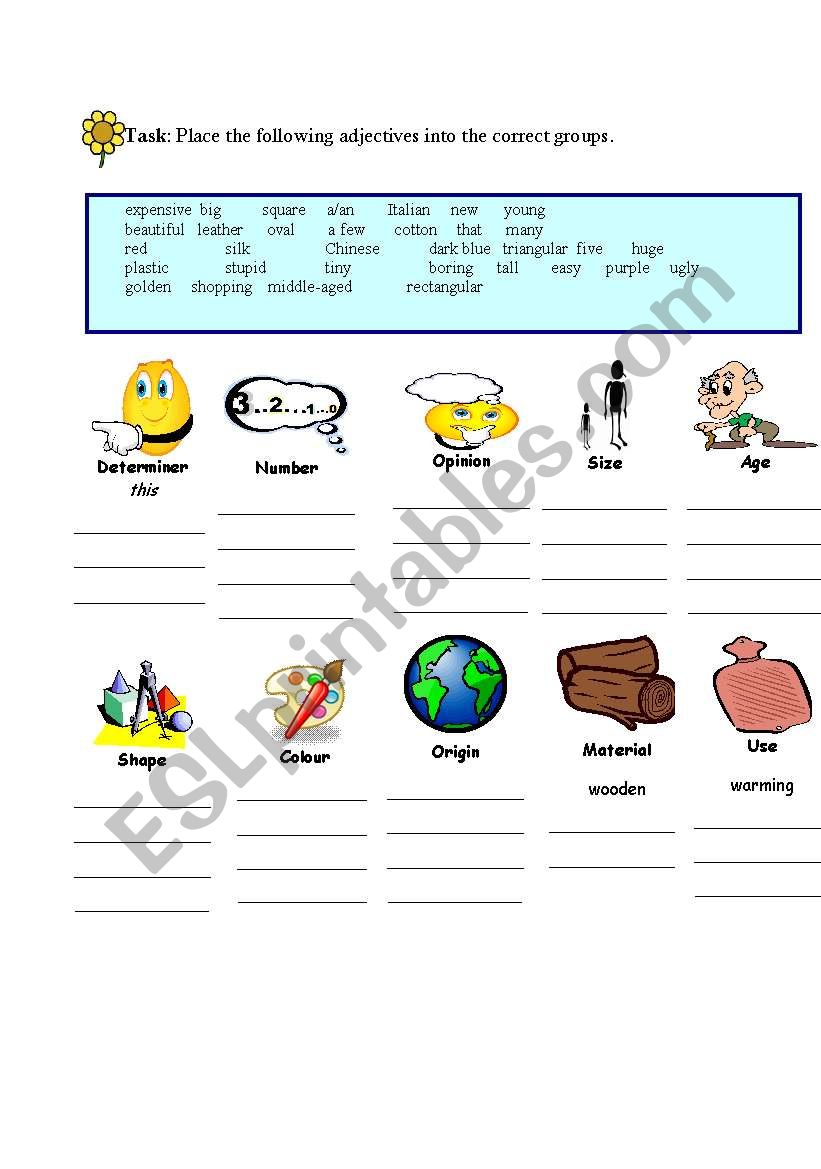 Adjectives worksheet