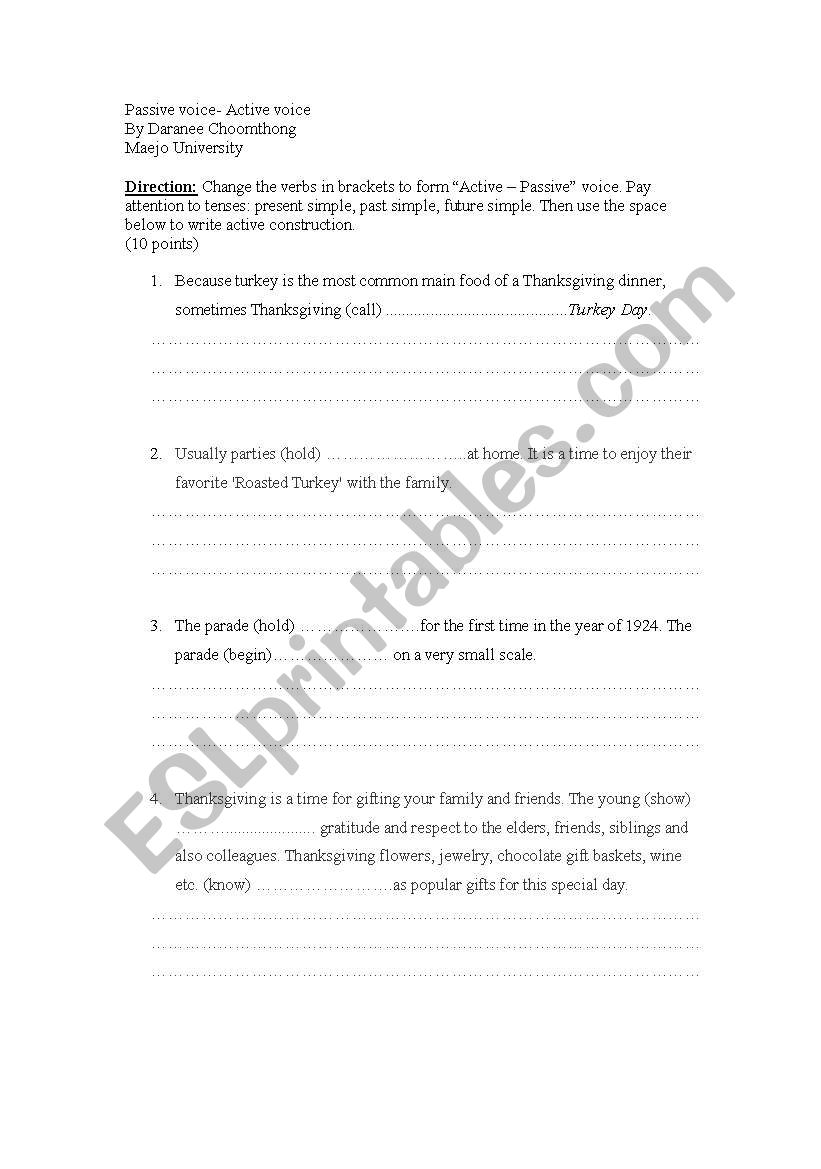 passive voice worksheet