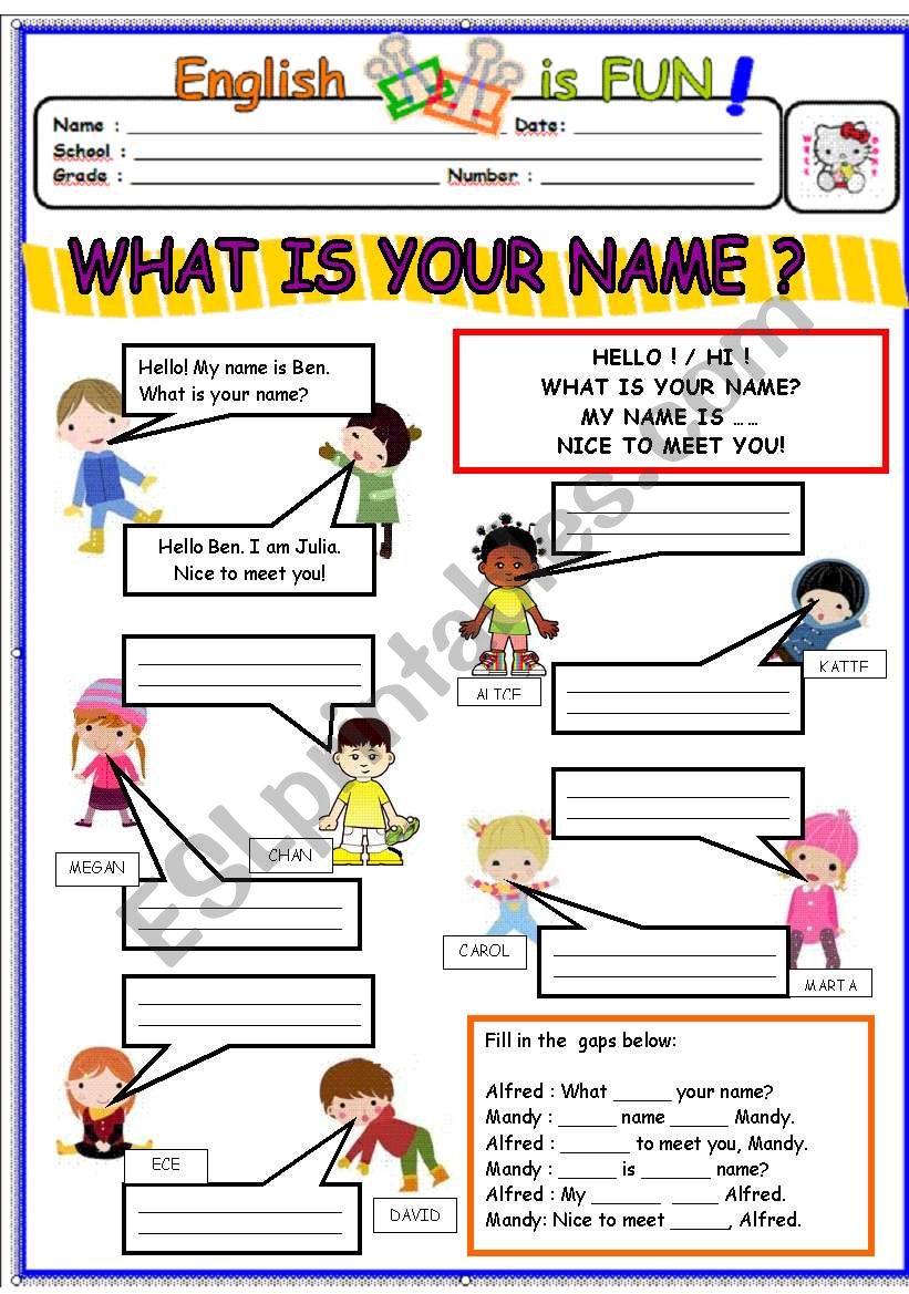 WHAT IS YOUR NAME ESL Worksheet By Bburcu