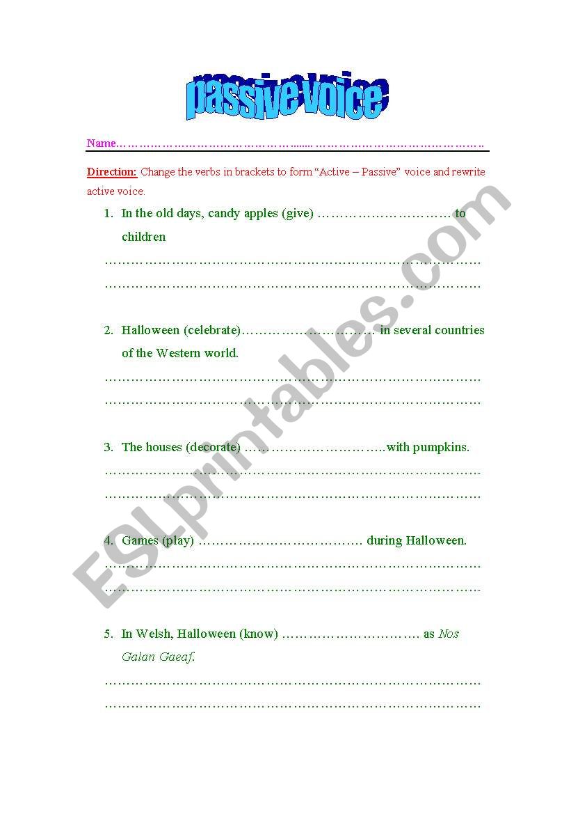 passive voice worksheet