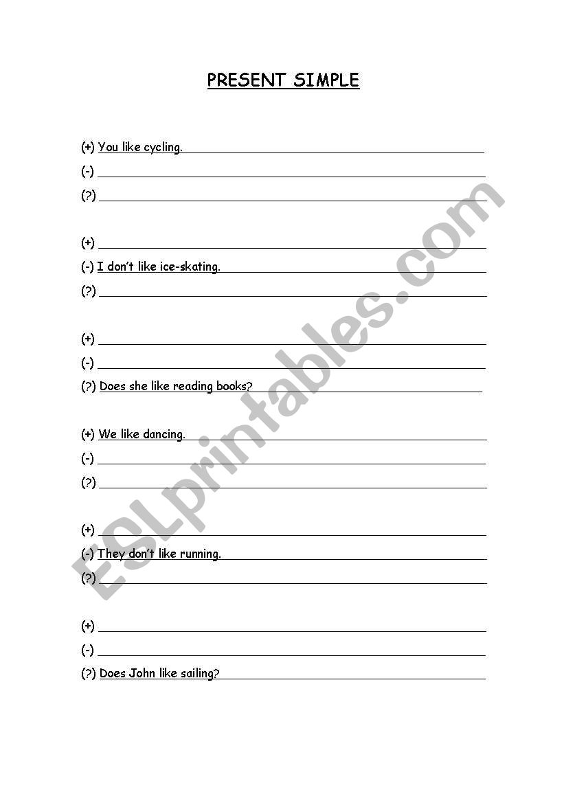 present simple worksheet