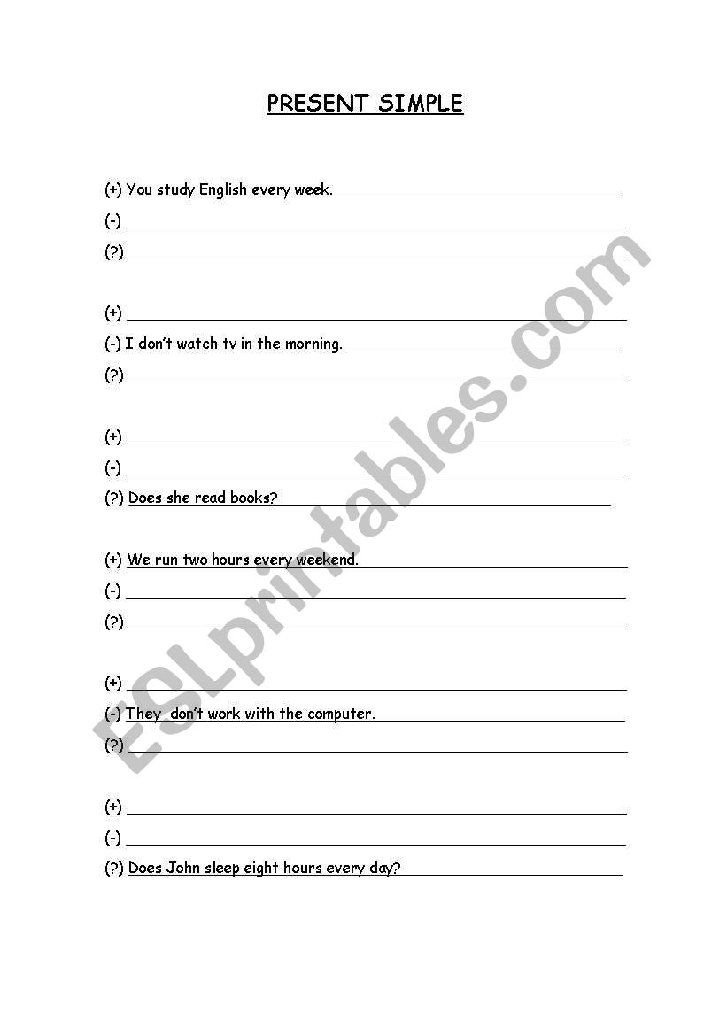 present simple 2 worksheet