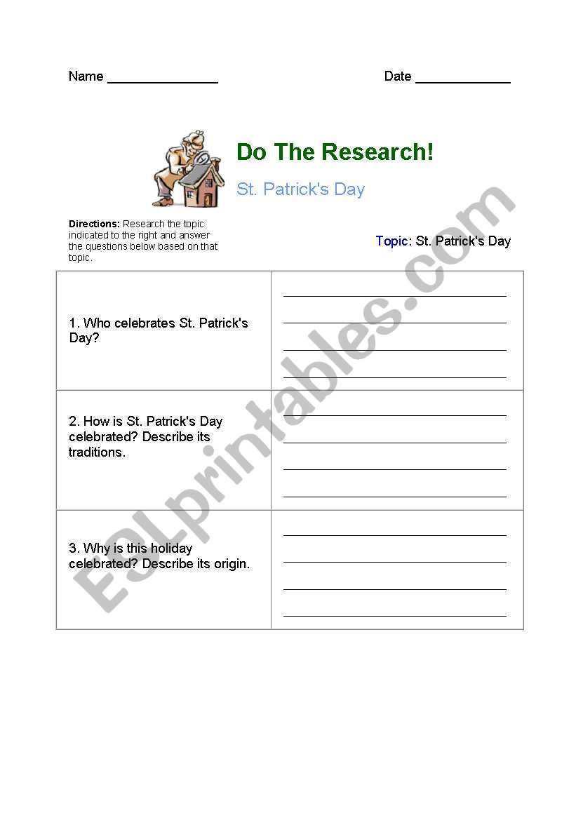 St Patricks Day worksheet