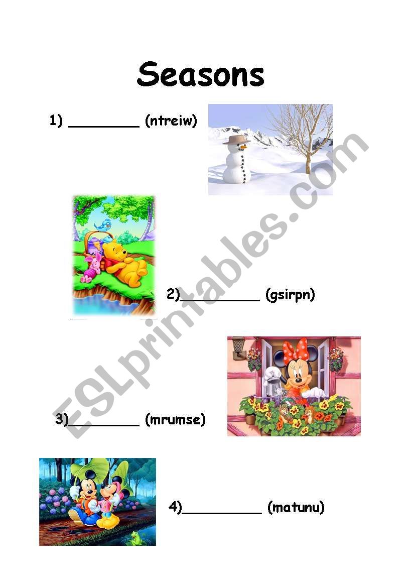 Seasons worksheet