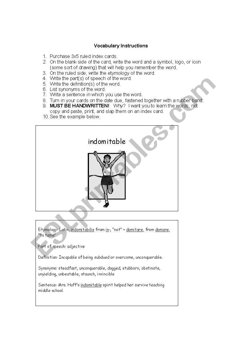 Vocabulary Mnemonic Device worksheet