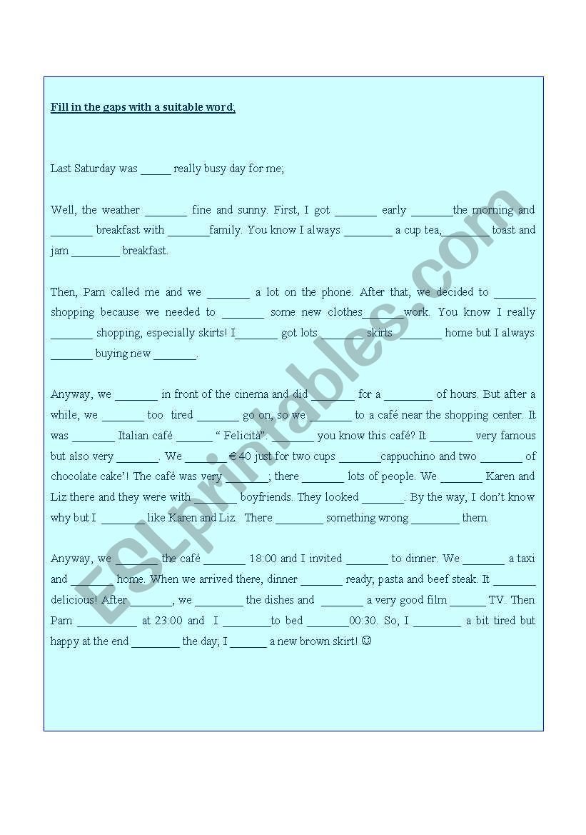 gap-filling worksheet