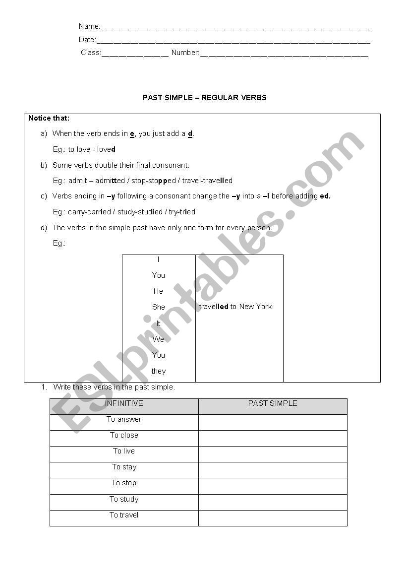 Past Simple worksheet