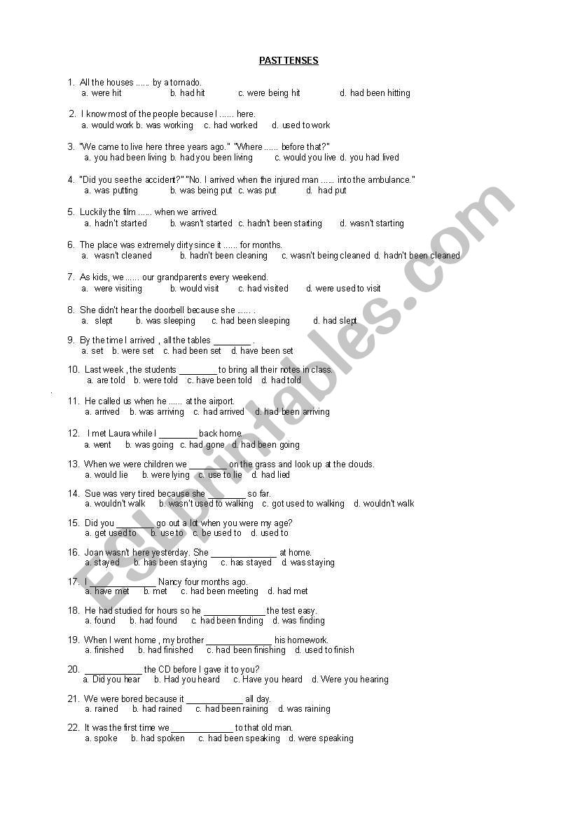 Past Tenses worksheet