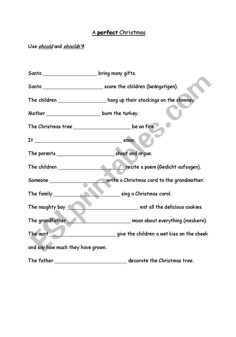 A perfect christmas  worksheet