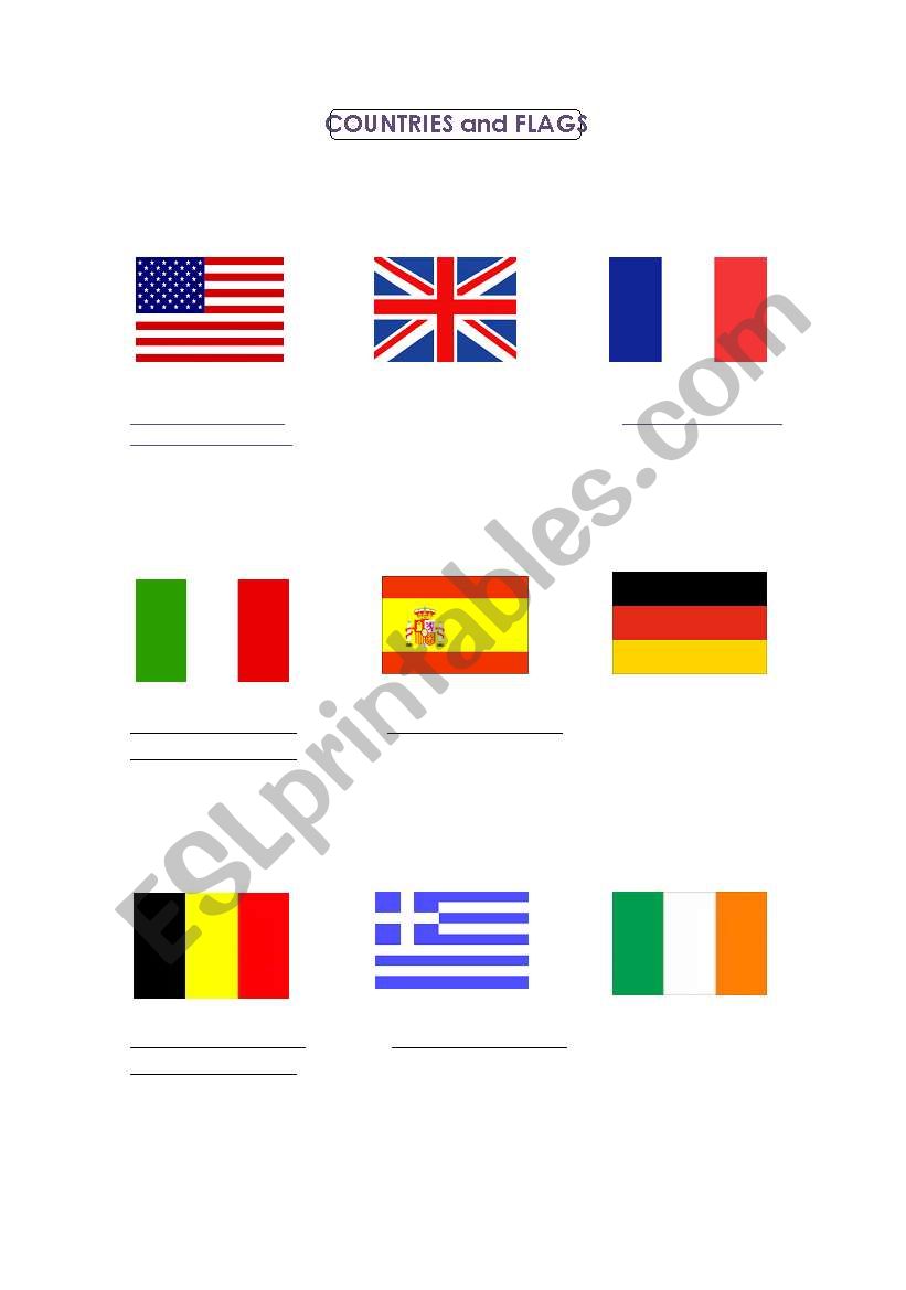 Flags and Countries worksheet