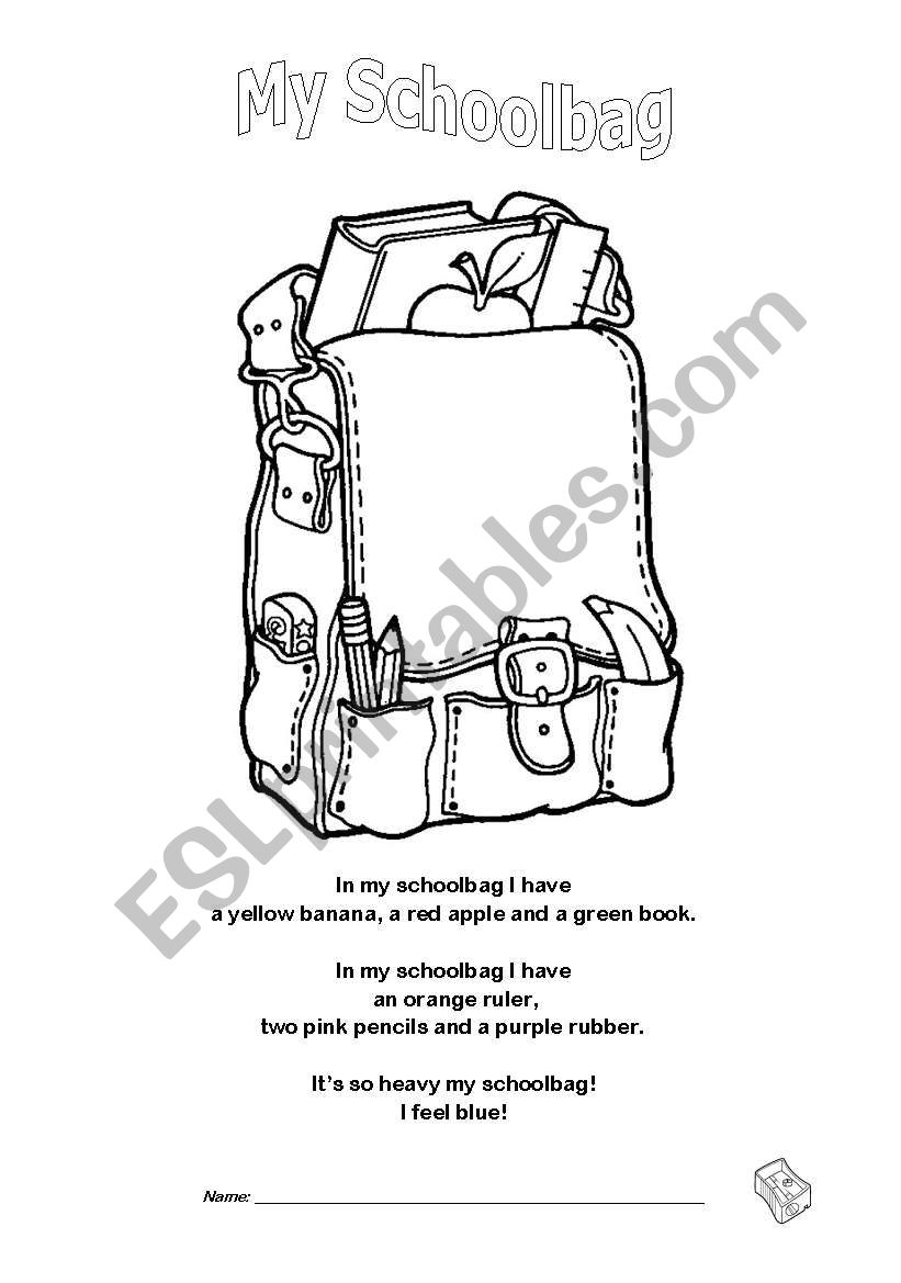 My Schoolbag worksheet