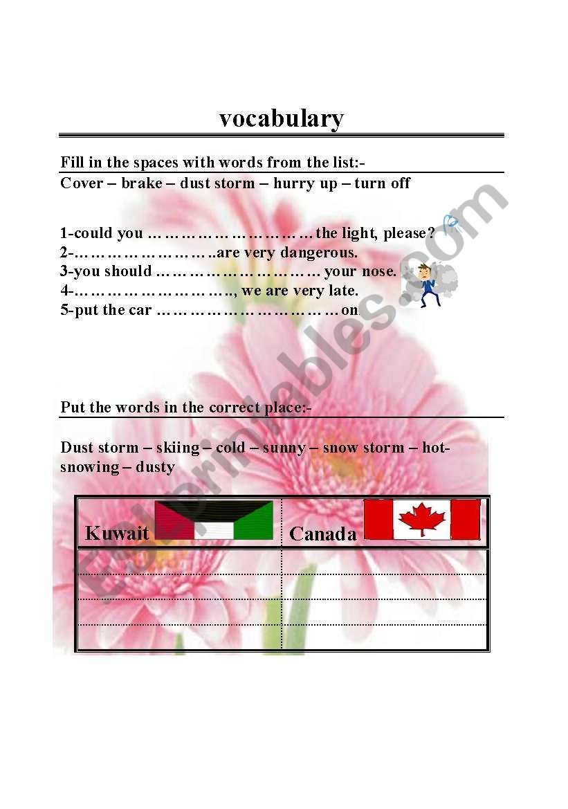 vocabulary worksheet