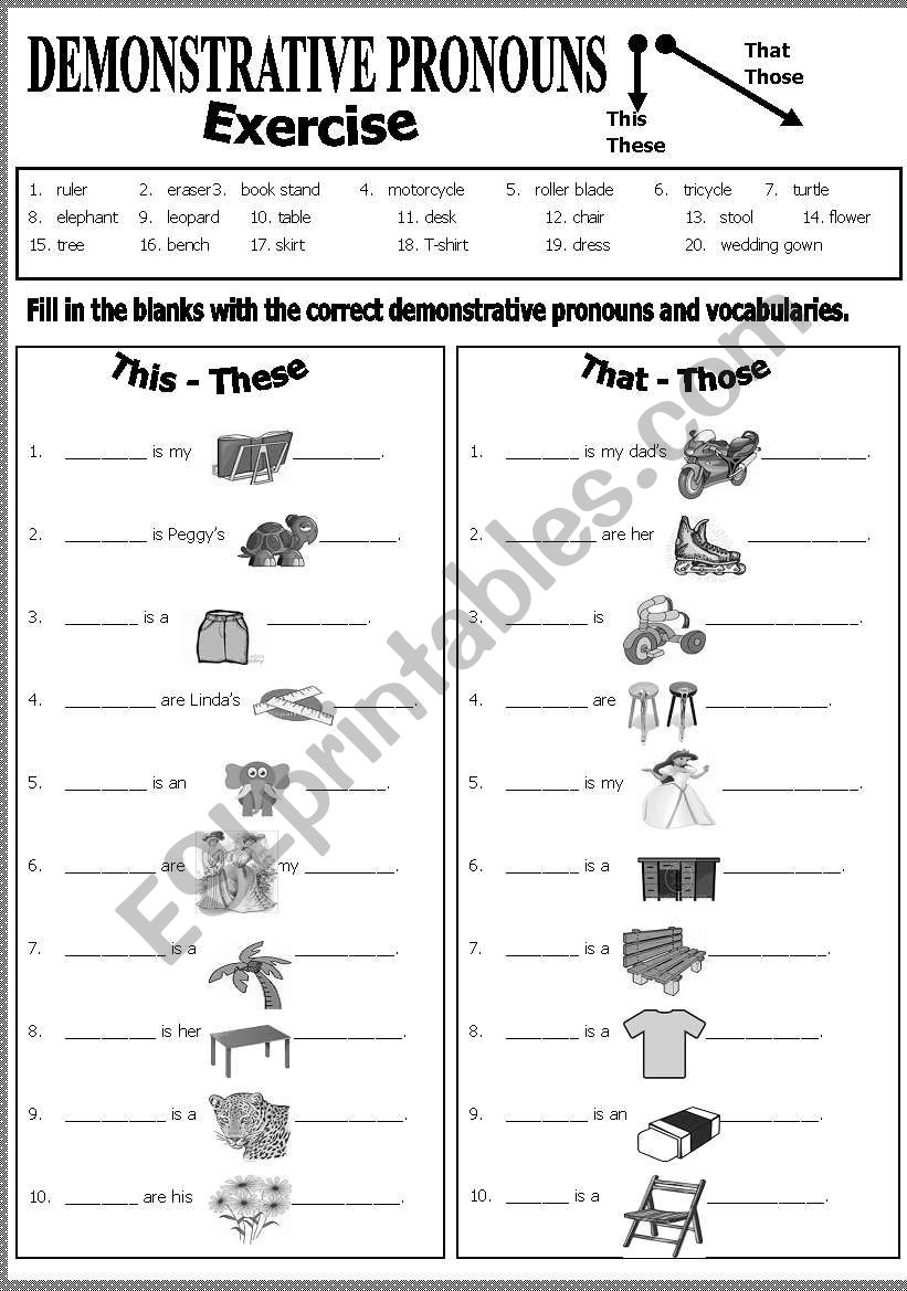 Demonstrative Pronouns ESL Worksheet By Shusu euphe