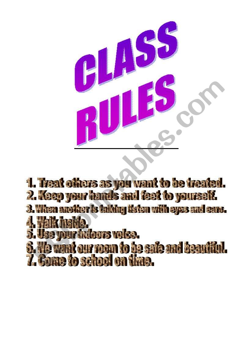 Class rules worksheet