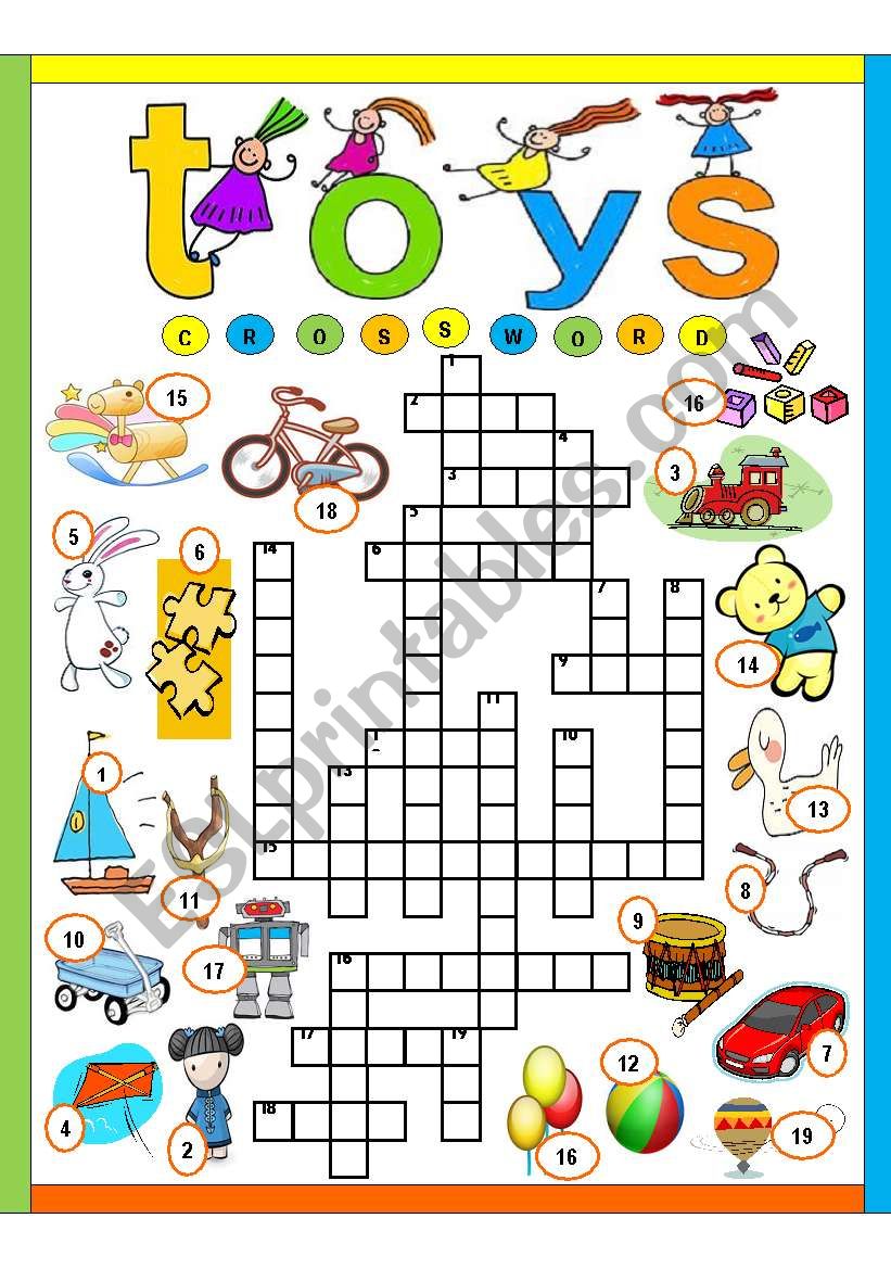 Toys Crossword ESL worksheet by Amna 107