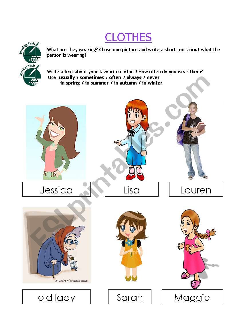 What do they wear? (clothes) worksheet