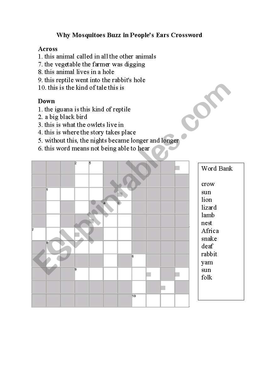 Jobs crossword puzzle