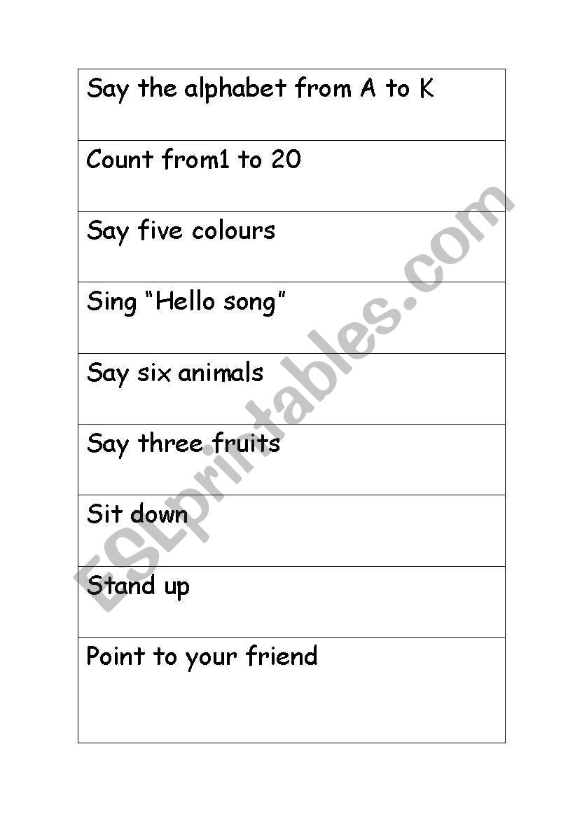 cards worksheet