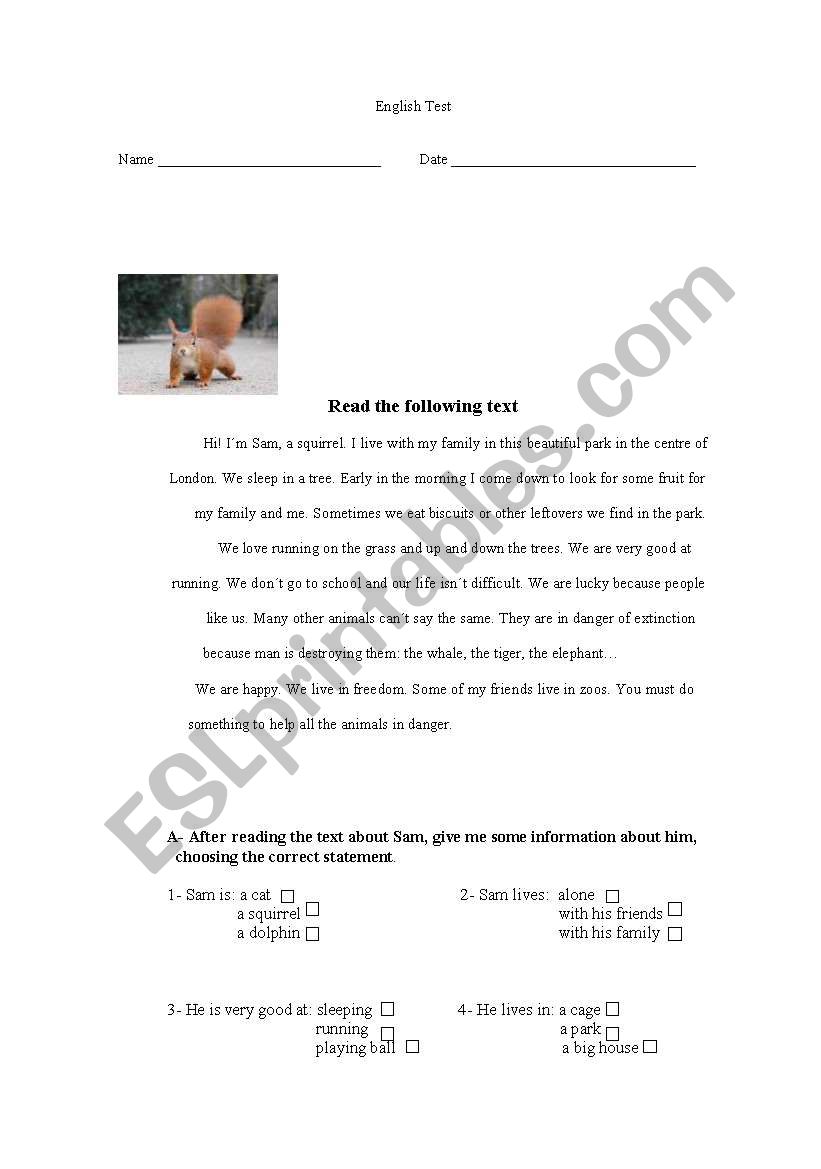 Sam worksheet