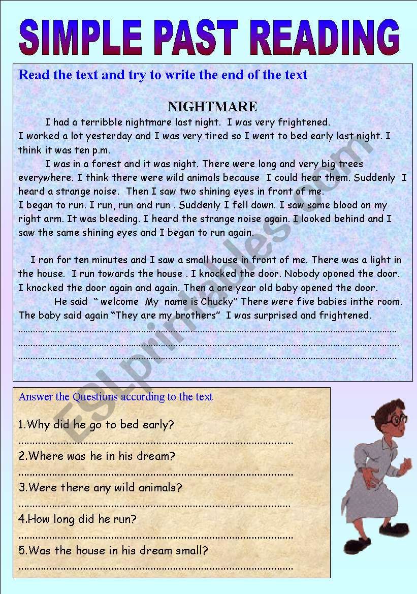 Simple Past Tense Reading ESL Worksheet By Victoryturk1