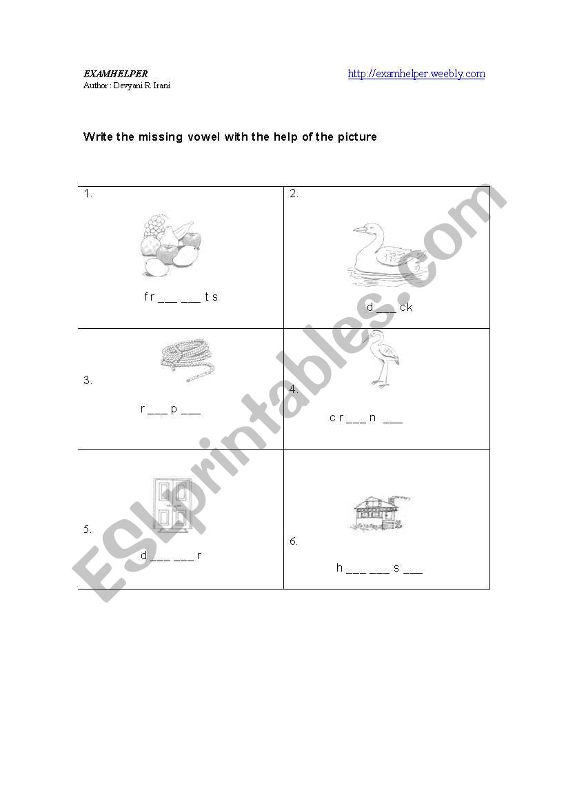 Vowels worksheet