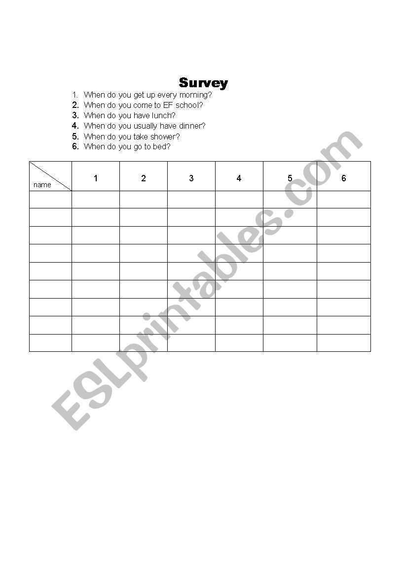 time survey worksheet