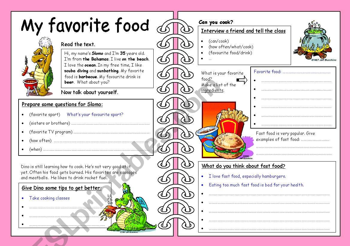 My Favorite Food ESL Worksheet By Toubab