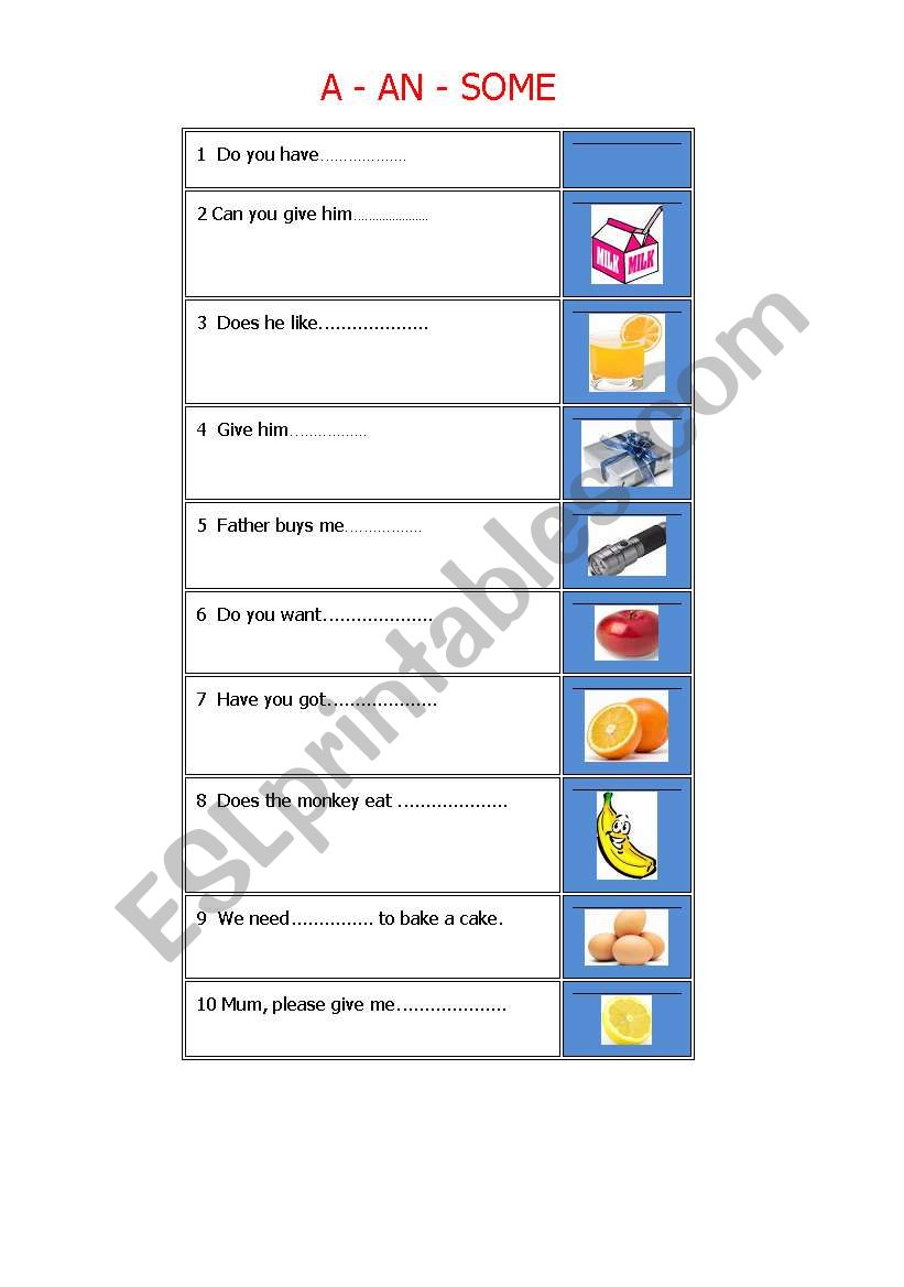 put a or an same worksheet