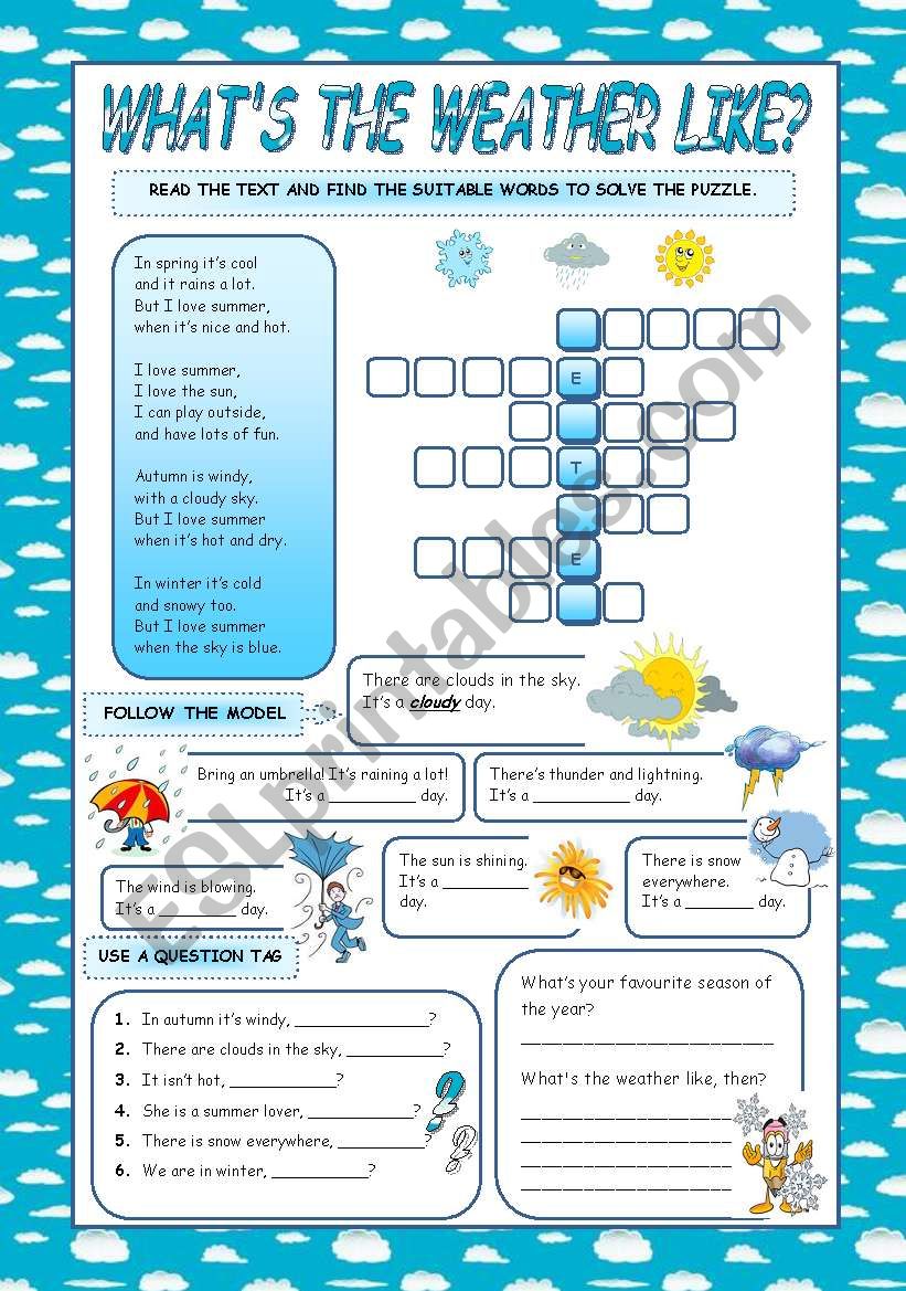 whats the weather like esl worksheet by mariaolimpia