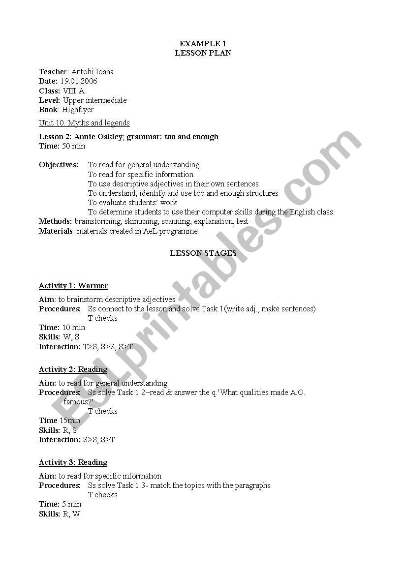 lesson plan example worksheet