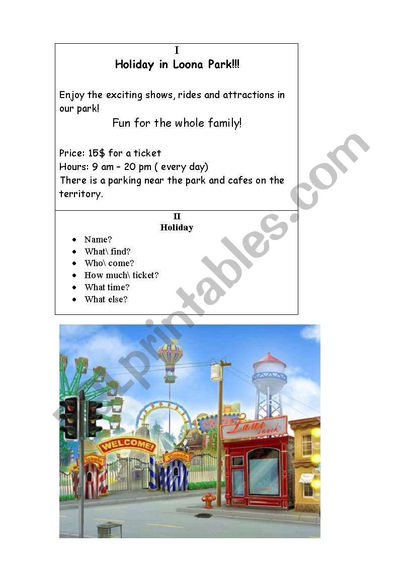 Holiday in Loona Park worksheet